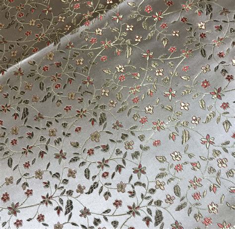 metallic floral brocade fabric|silk brocade by the yard.